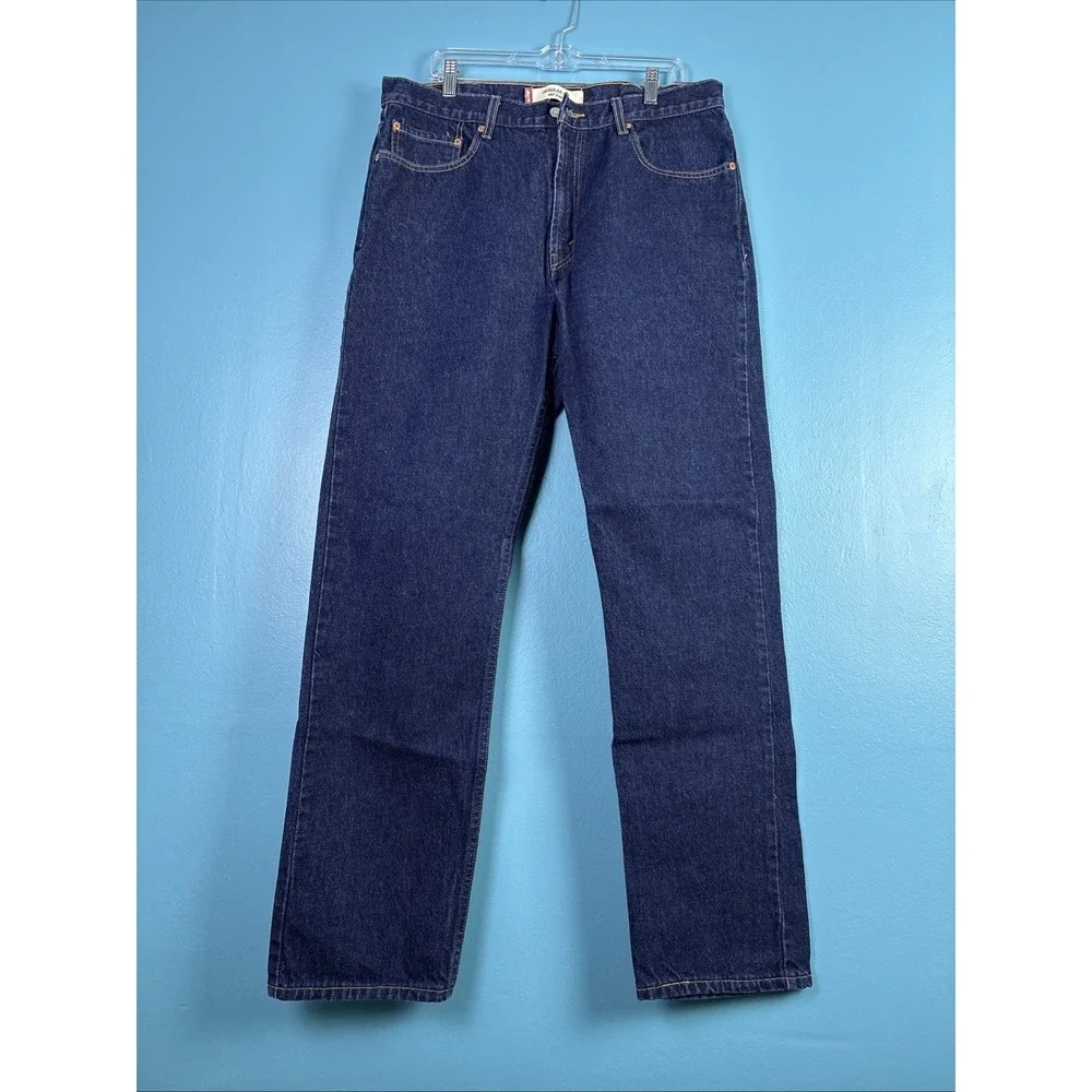 Levi's Jeans 505 Mens 38x34 Blue Regular Fit Straight Dark Wash Y2K